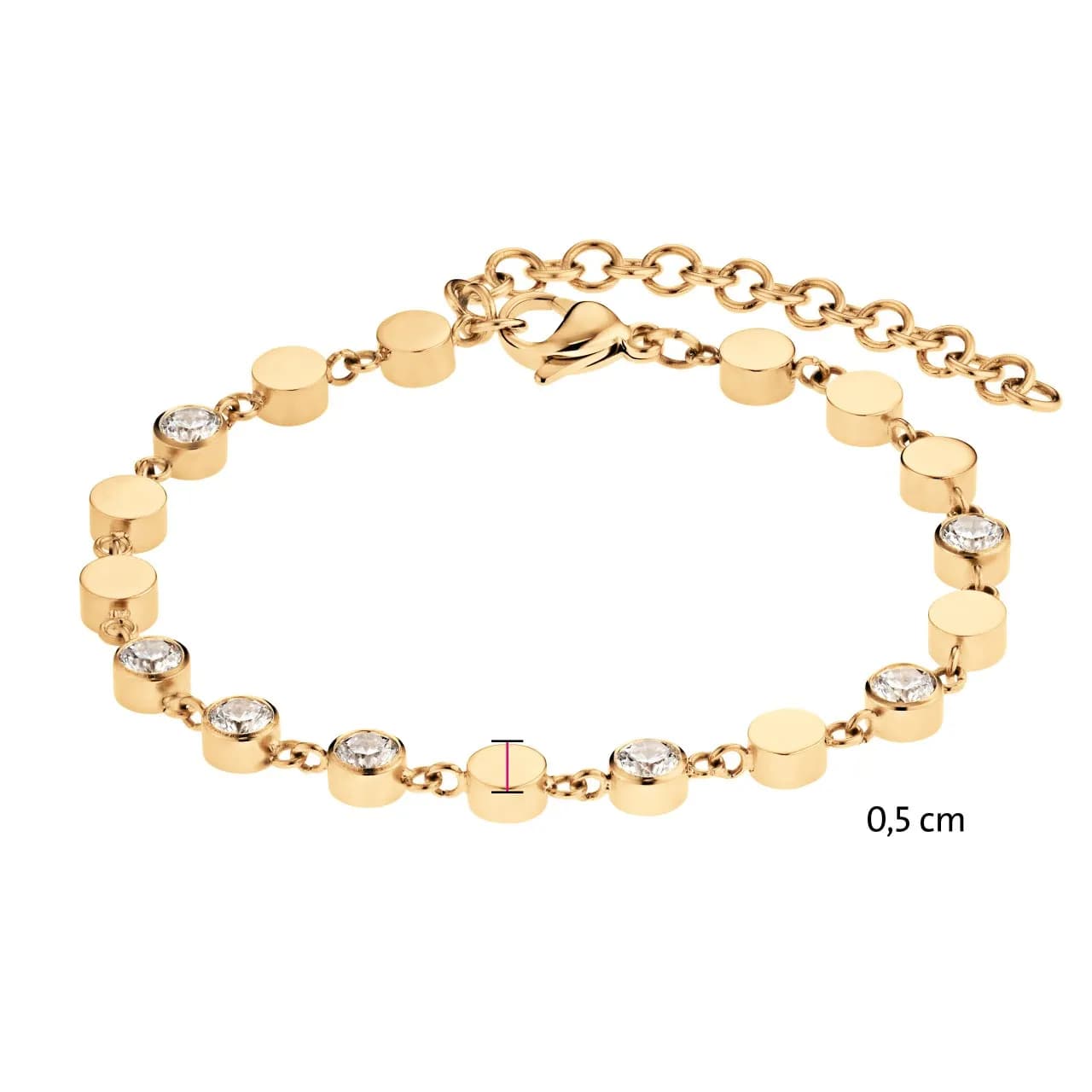 Modernes goldfarbenes Tennisarmband mit Zirkonia