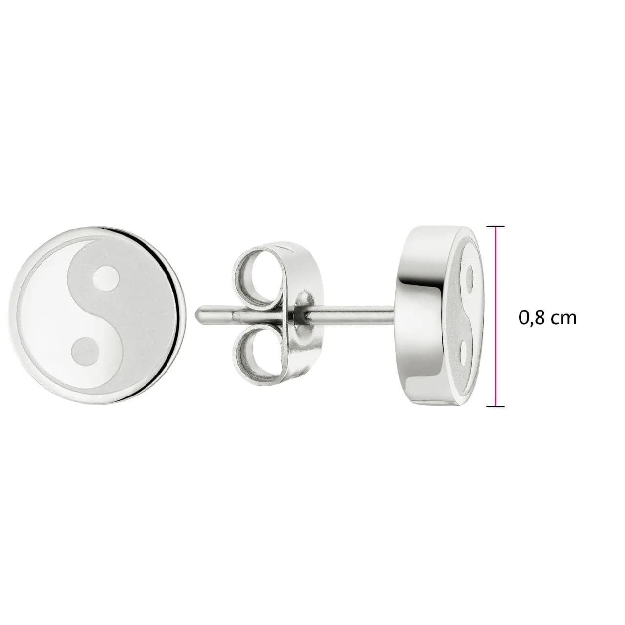 Silberfarbene Ohrstecker Yin-Yang