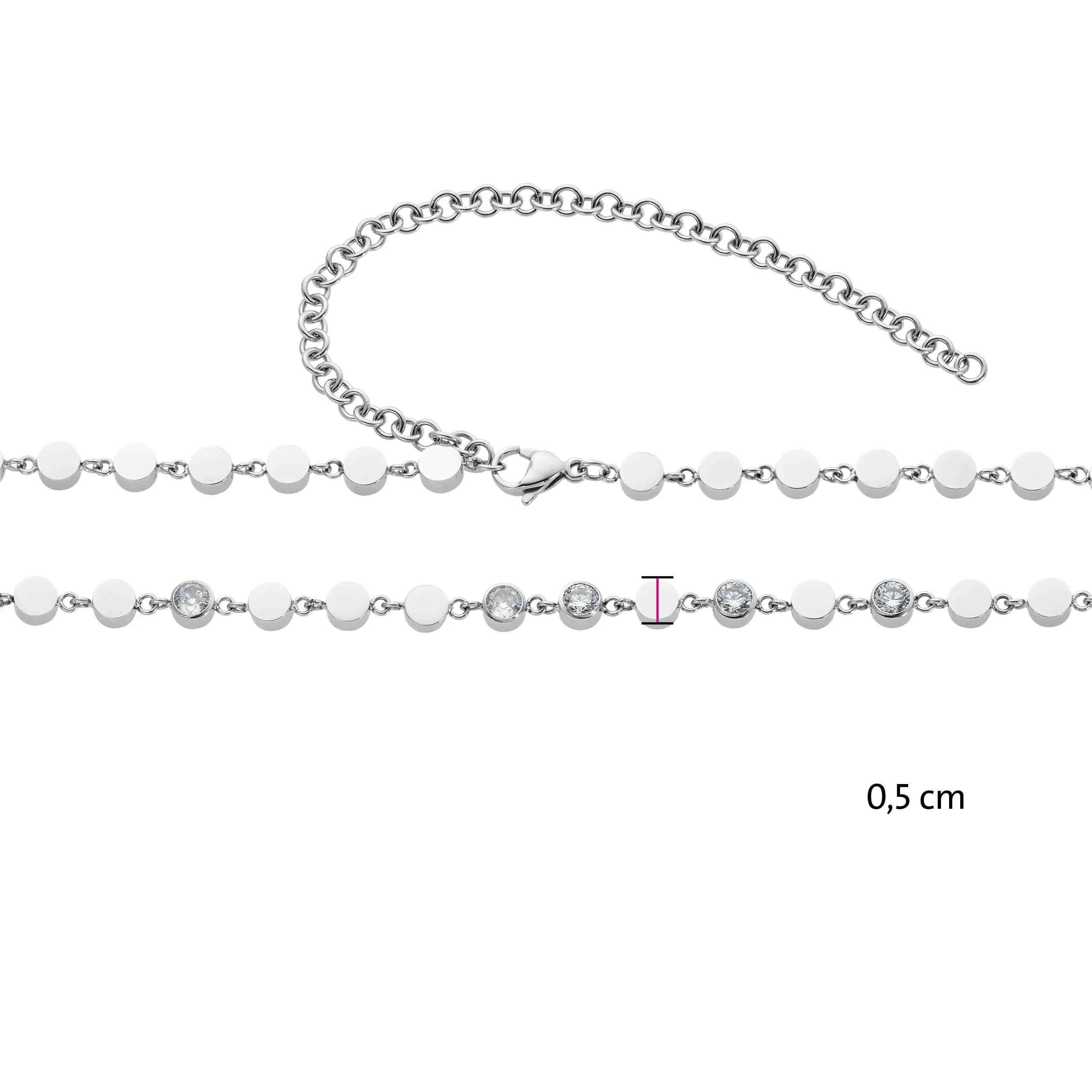 Collier mit filigranen beweglichen Edelstahl- und Kristallelementen
