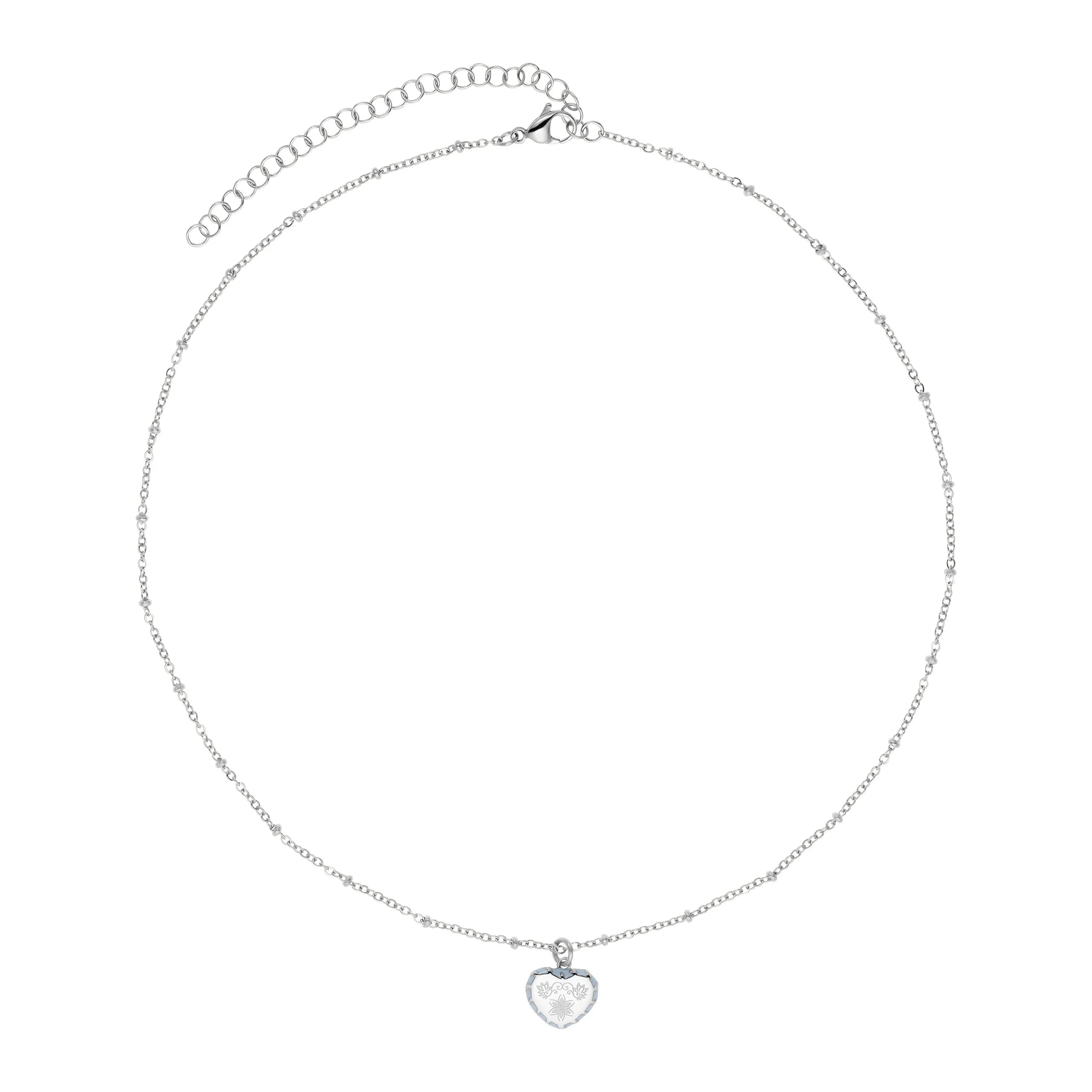 Silberfarbenes Collier mit Herzmotiv und Kaltemaille