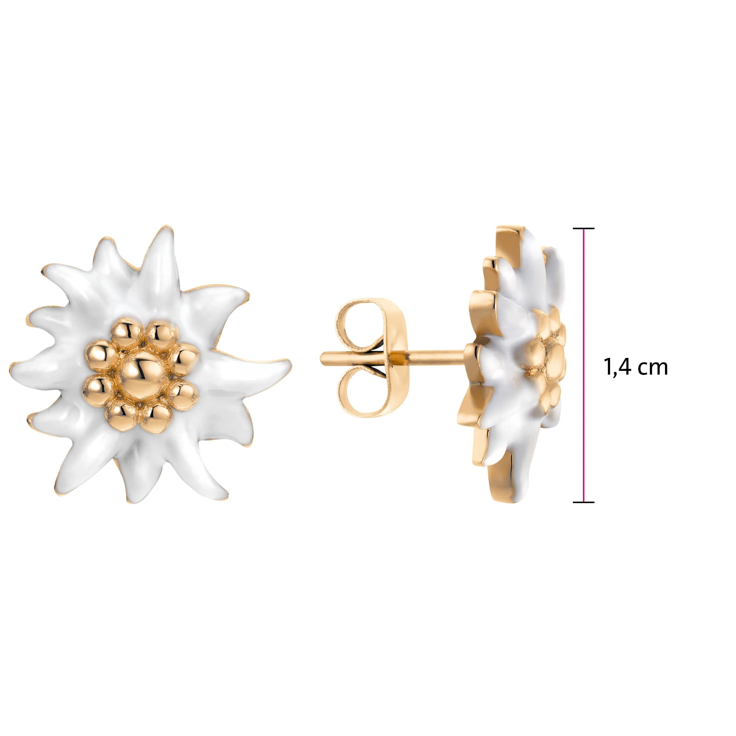 Goldfarbene Ohrstecker mit Edelweißmotiv