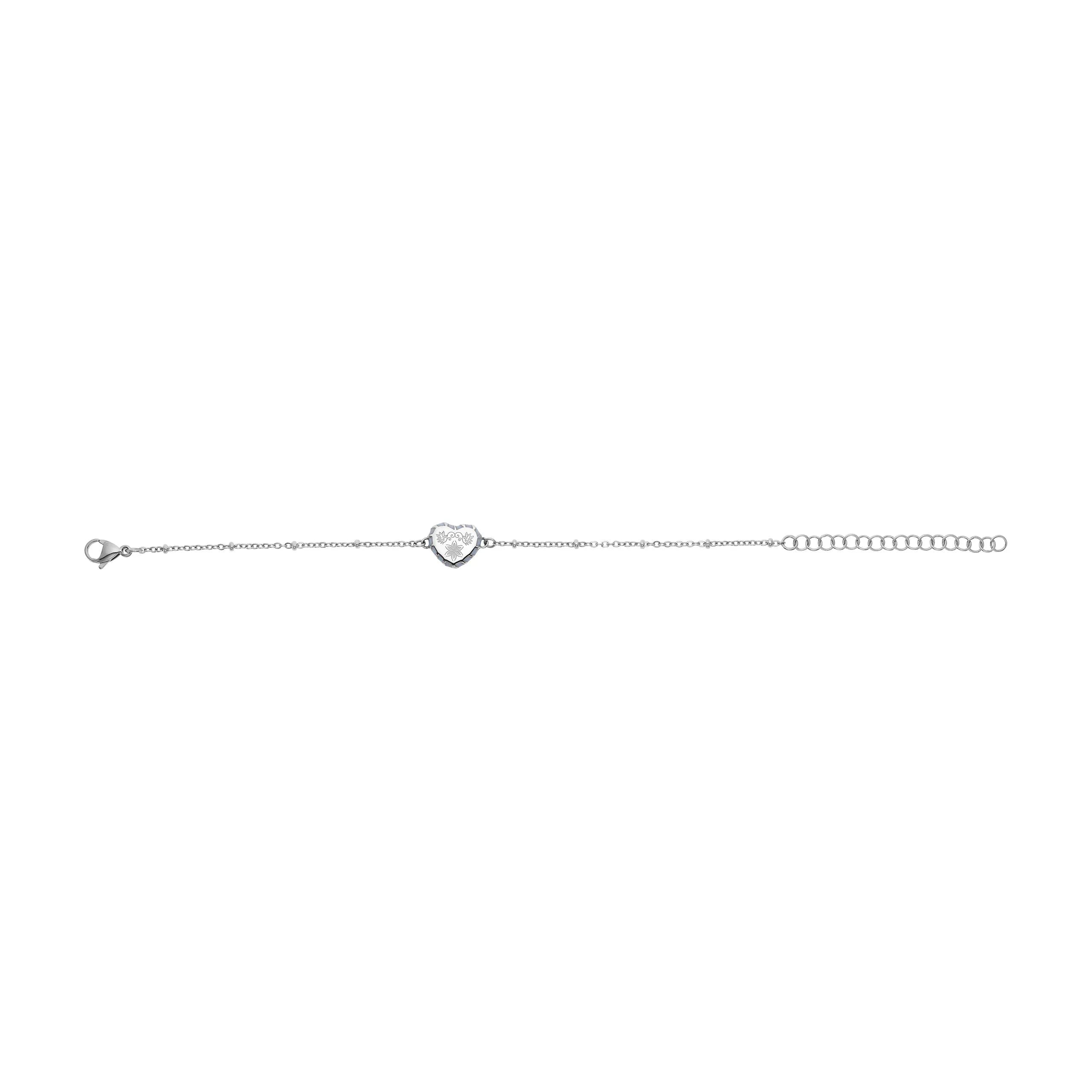 Silberfarbenes Armband mit Herzmotiv und Kaltemaille