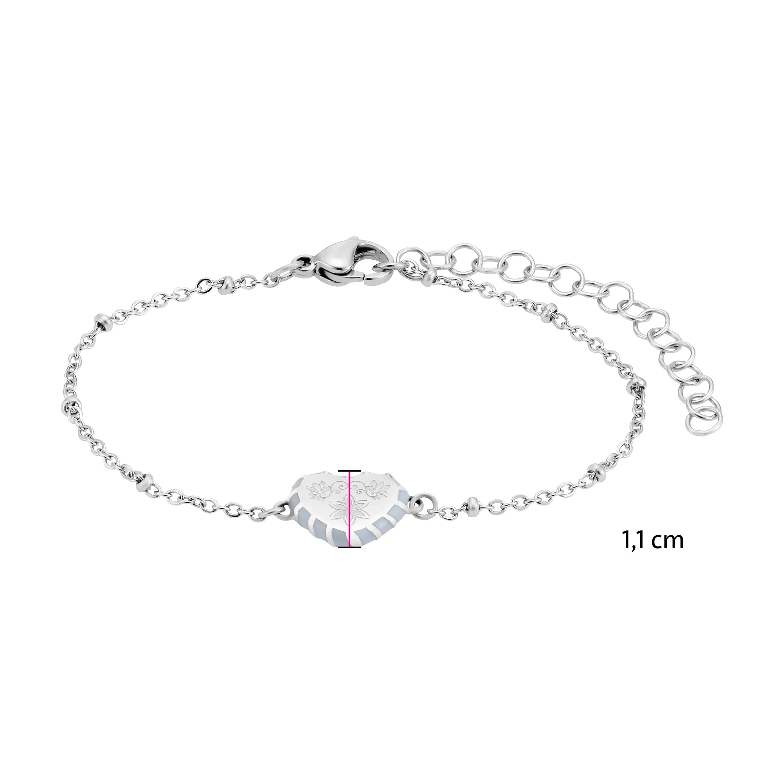 Silberfarbenes Armband mit Herzmotiv und Kaltemaille
