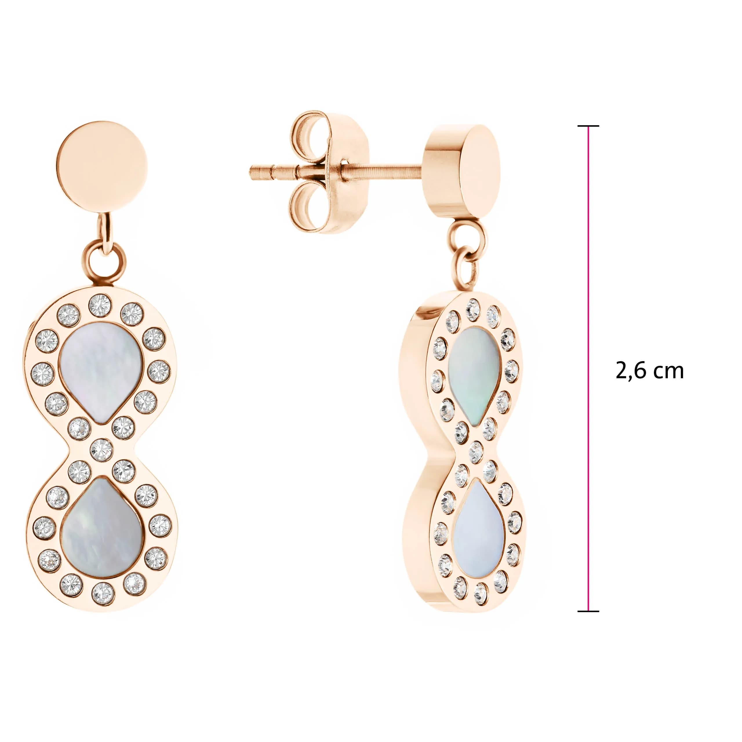 Edle Ohrhänger aus roséfarbenem Perlmutt mit Infinity-Symbol für zeitlose Schönheit 2