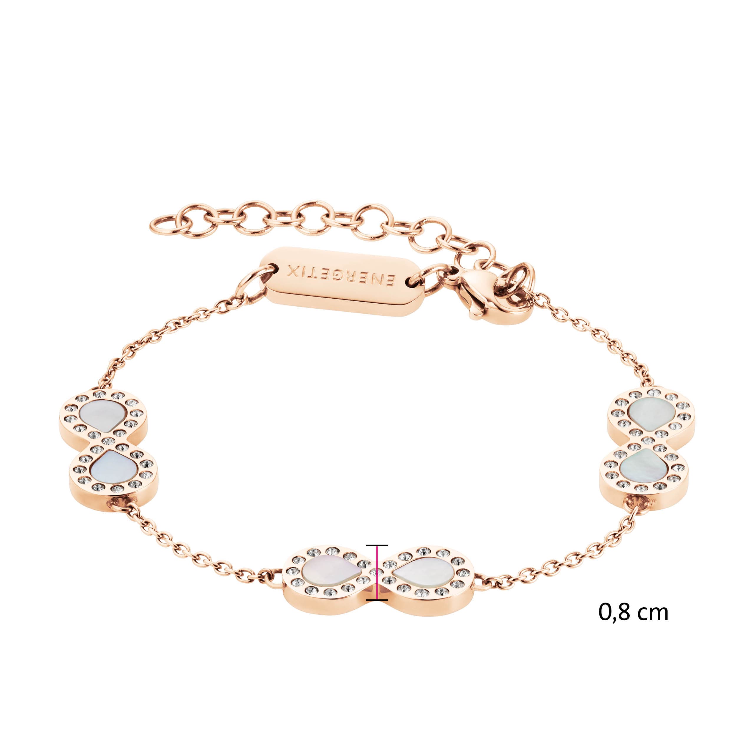 „Roséfarbenes Perlmutt-Armband mit Infinity-Symbol – Zeitloses Schmuckstück für Liebe & Stil“