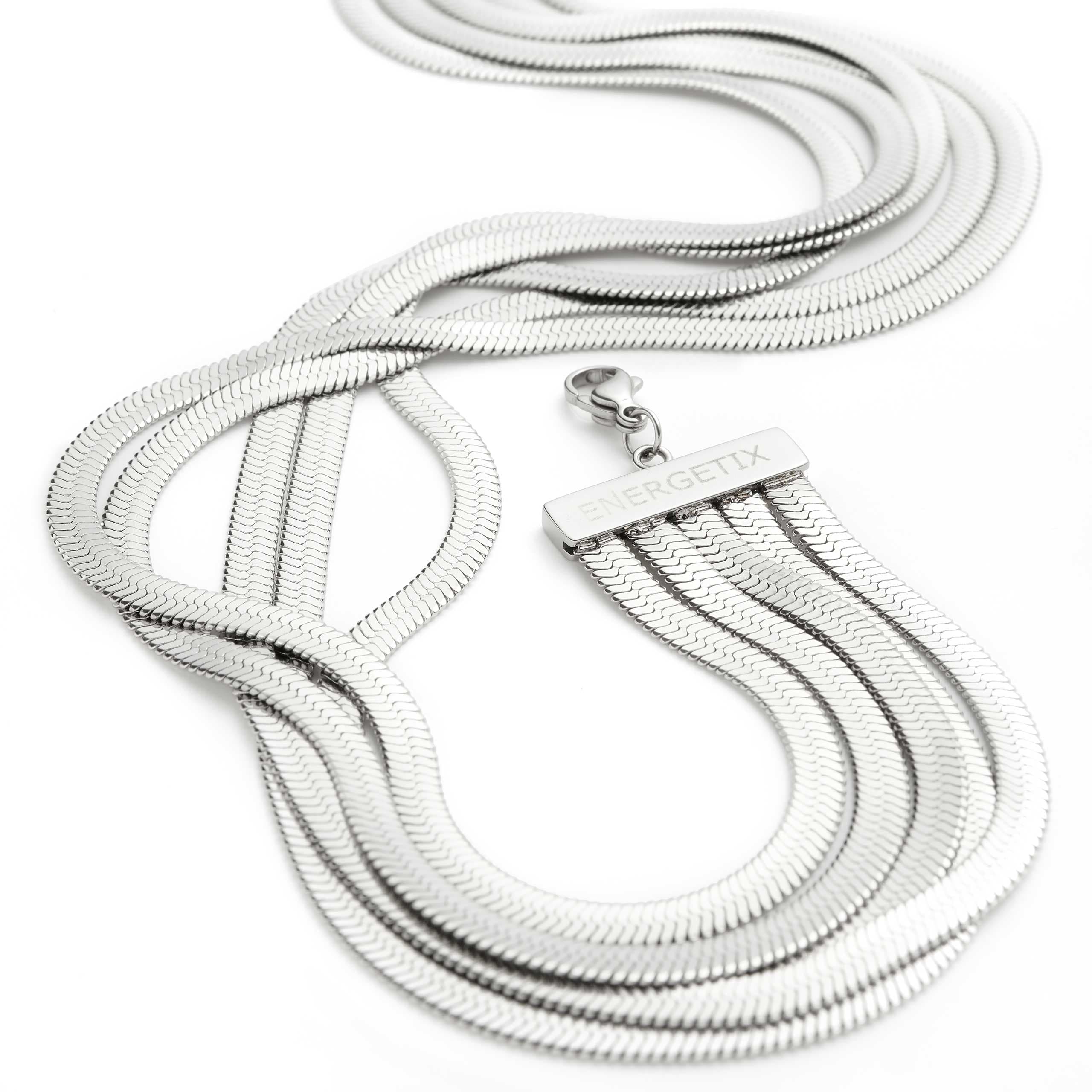 Mehrreihiges Schlangenketten-Collier silberfarben – elegantes Damen Halscollier