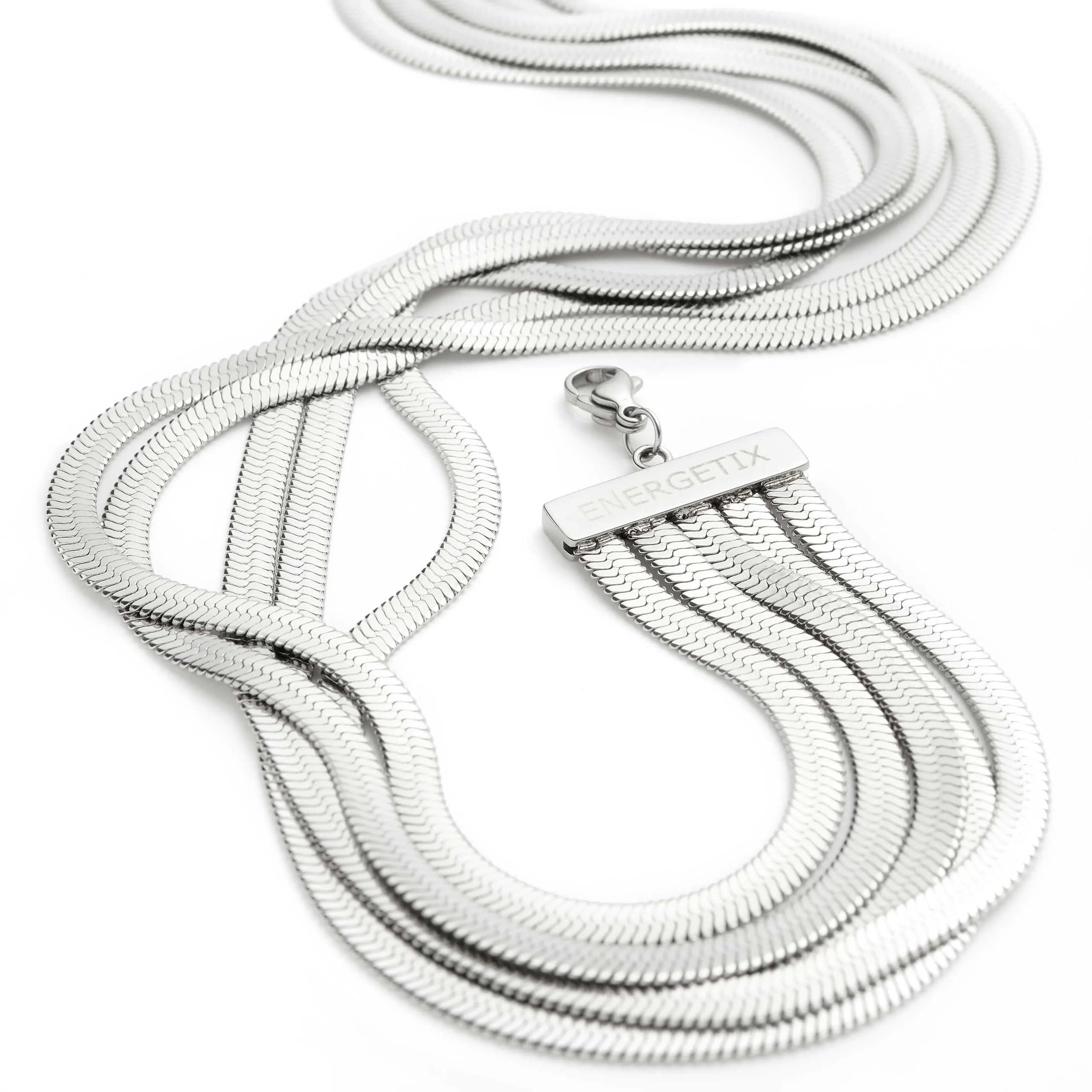 Mehrreihiges Schlangenketten-Collier silberfarben – elegantes Damen Halscollier 2
