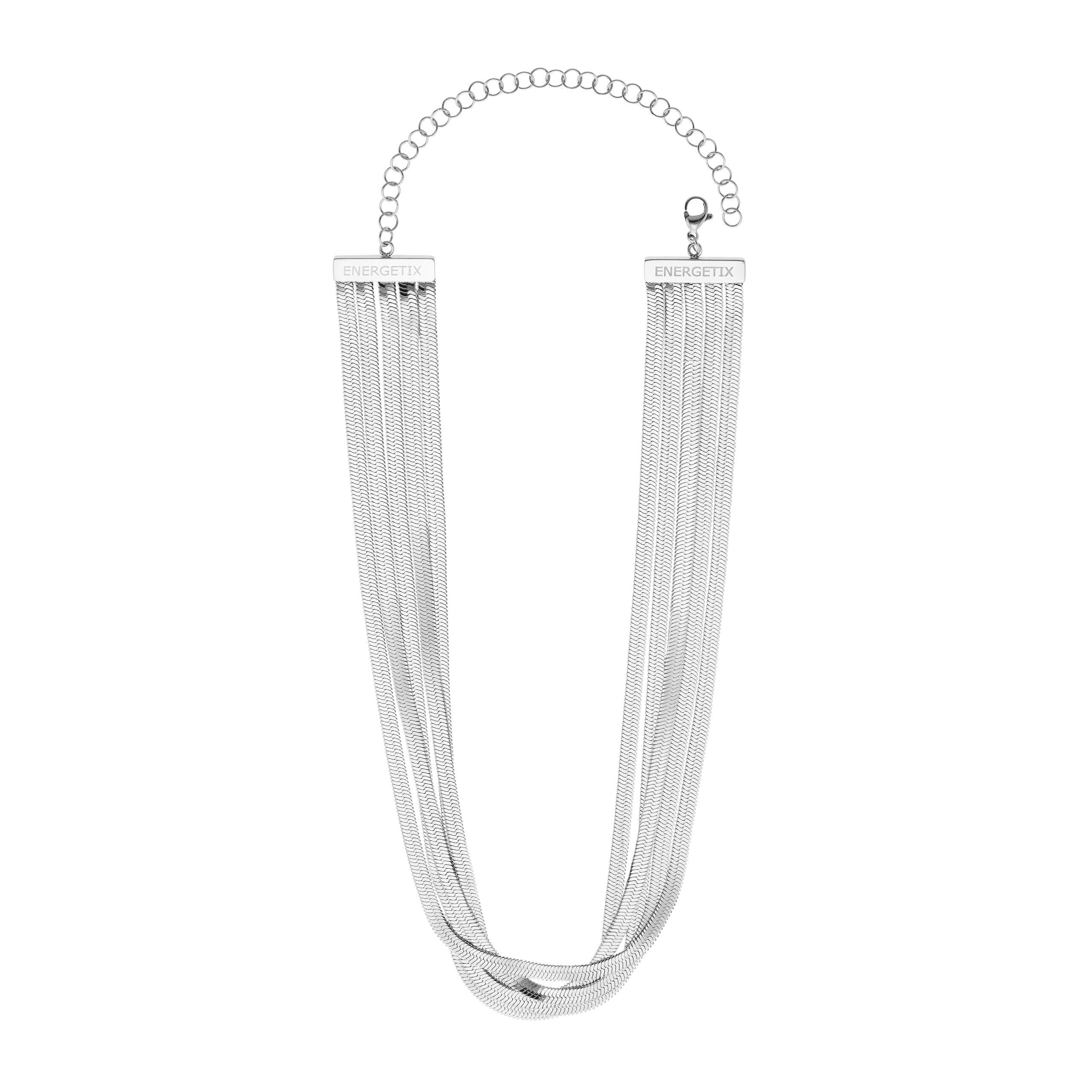 Mehrreihiges Schlangenketten-Collier silberfarben – elegantes Damen Halscollier