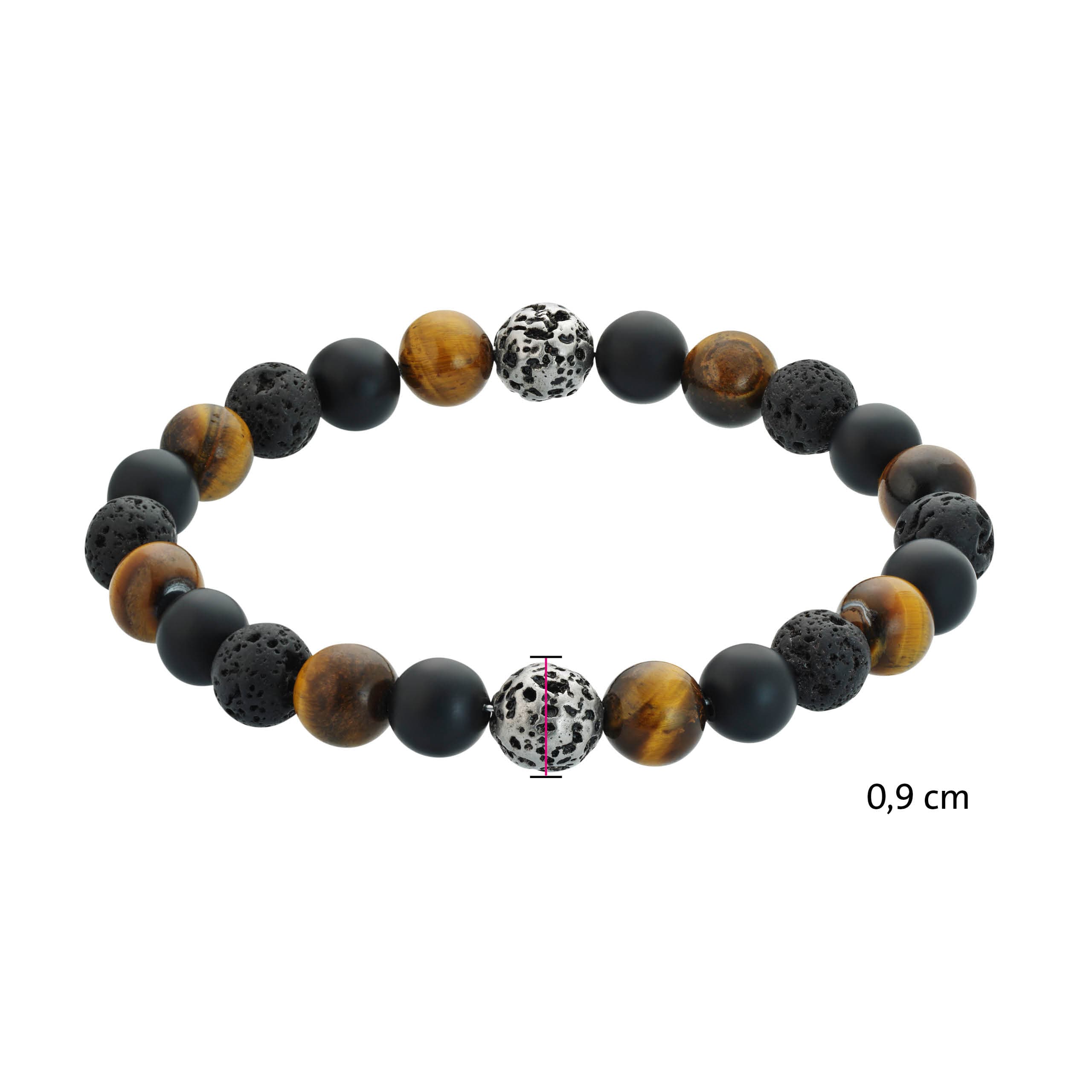 Edelsteinarmband mit Lava, Onyx & Tigerauge – markanter Naturstein Schmuck für Damen & Herren