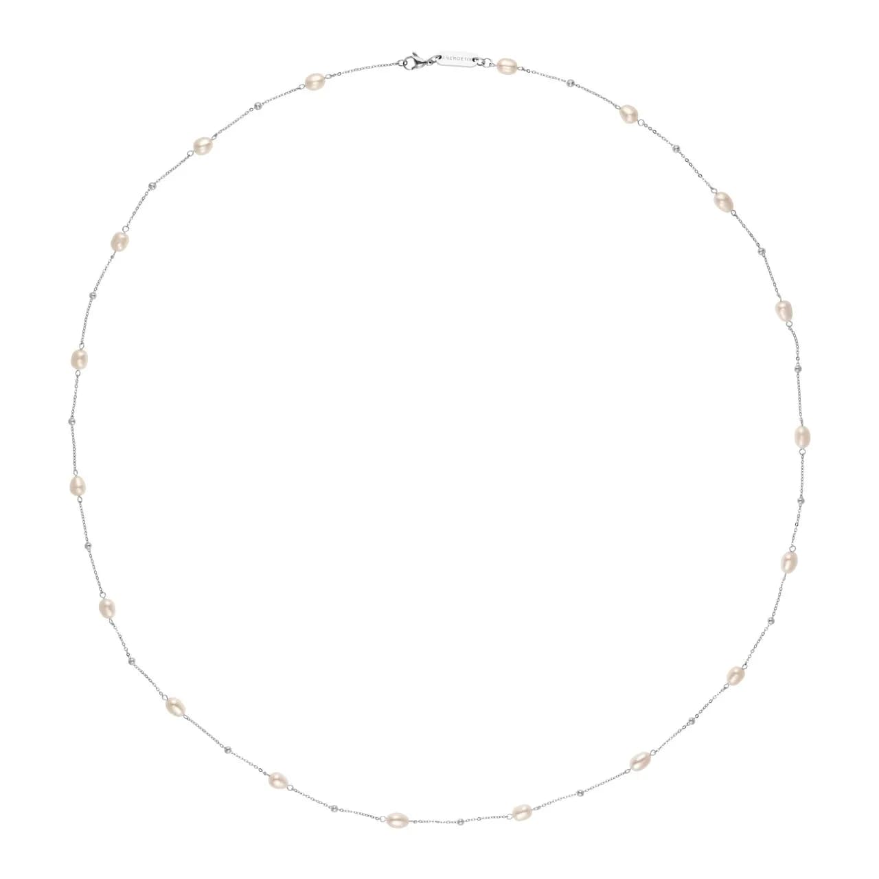 Zartes silberfarbenes Süßwasserperlen-Collier Energetix